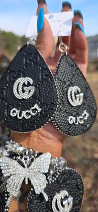 Image 2 of Black n Silver Gorg Girl Earrings n 3 Stack