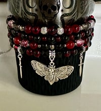 Image 1 of Deadly Damask Black and Maroon Tumbler Bracelet Stack