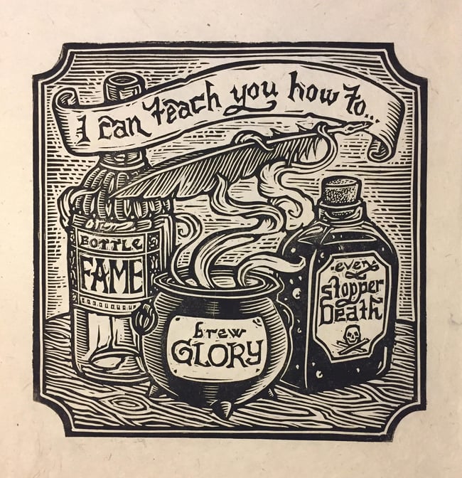 Severus Snape Still Life Block Print