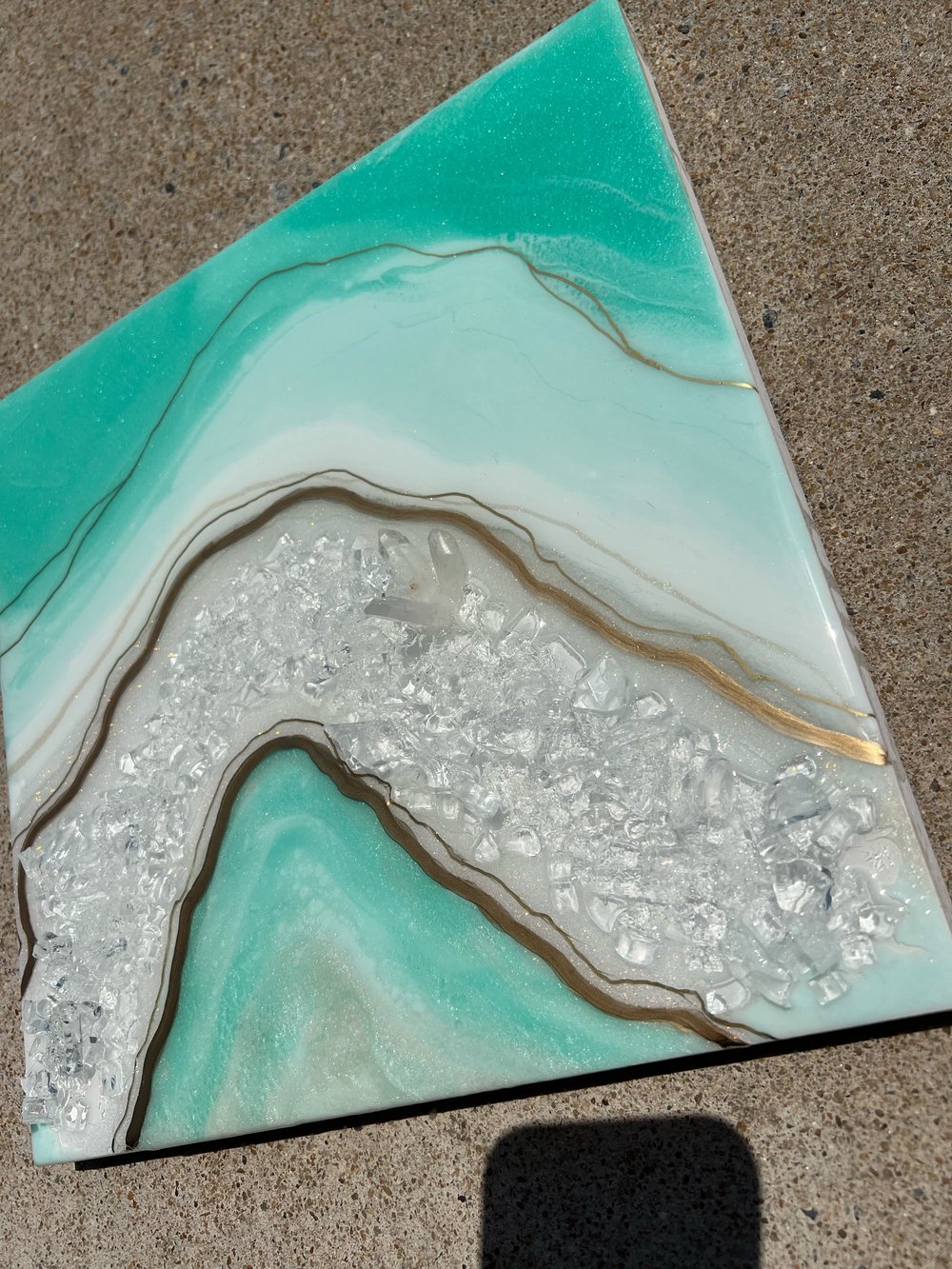 Image of 12x12 Teal Crystal Geode 