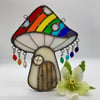 Large Rainbow Mushroom Cottage suncatcher 
