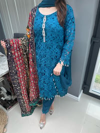 Image 2 of Teal net with sheesha dupatta