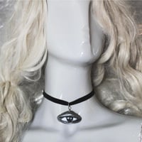Image 5 of VISION, Sculpted Silver Eye on Velvet Choker
