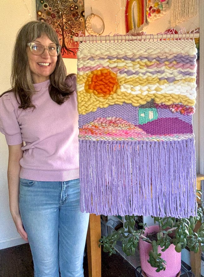 Lavender sunset. Woven wall hanging