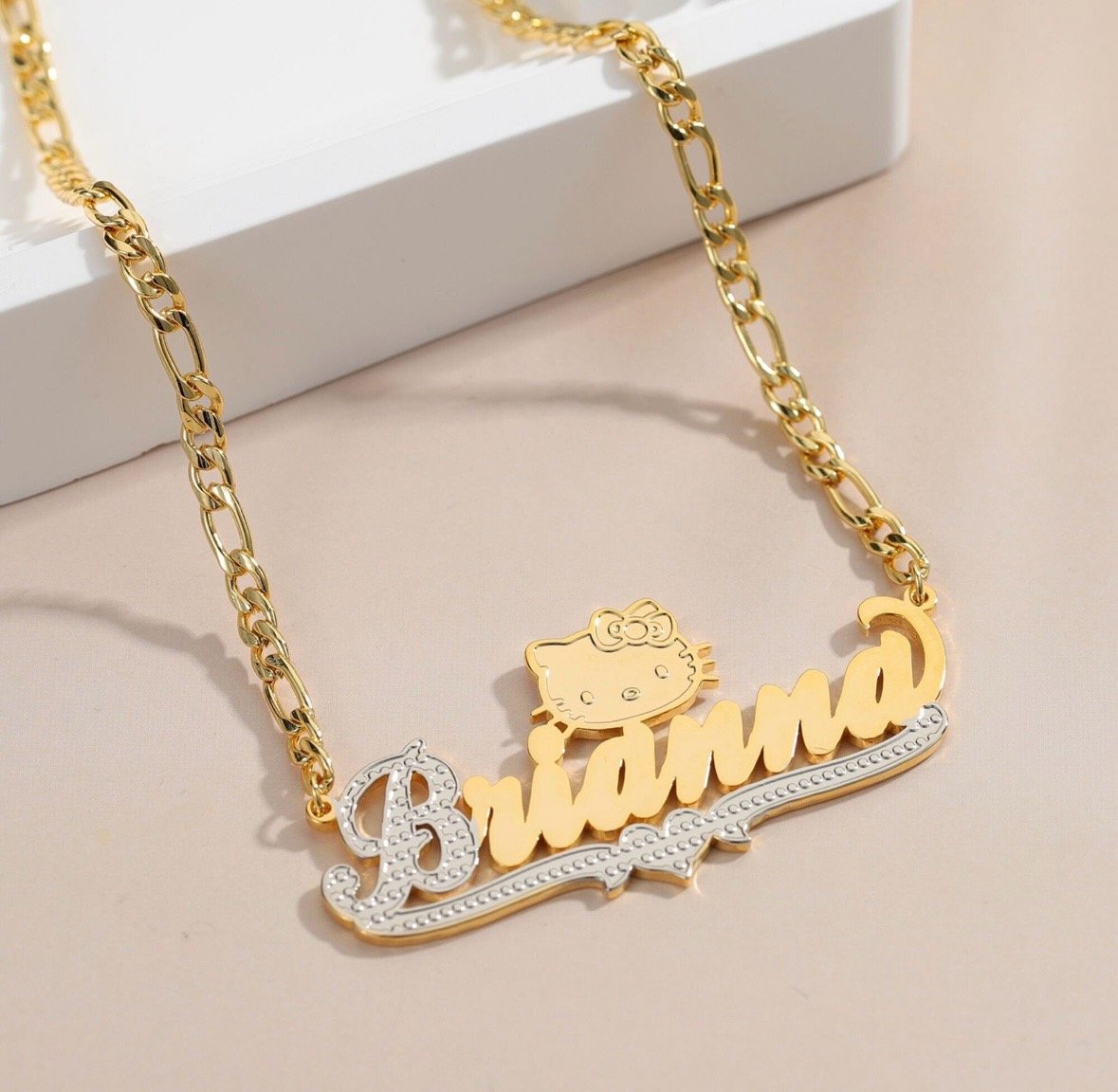 Hello kitty name plate necklace 