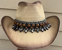 Image 1 of 2 Tone Beige/Brown Cowboy Hat Brown/Gunsmoke Stone Band