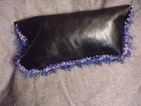 Image 2 of Black leather & crocheted clutch bag