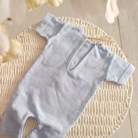 Image 3 of Newborn boys romper Lorenzo | sleeves | baby blue