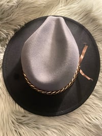 Image 2 of Gray & Black Fedora Hat
