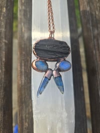 Image 2 of Electroformed Tourmaline, Moonstone and Kyanite necklace