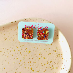 Image of Square Studs - Glitter Mix 