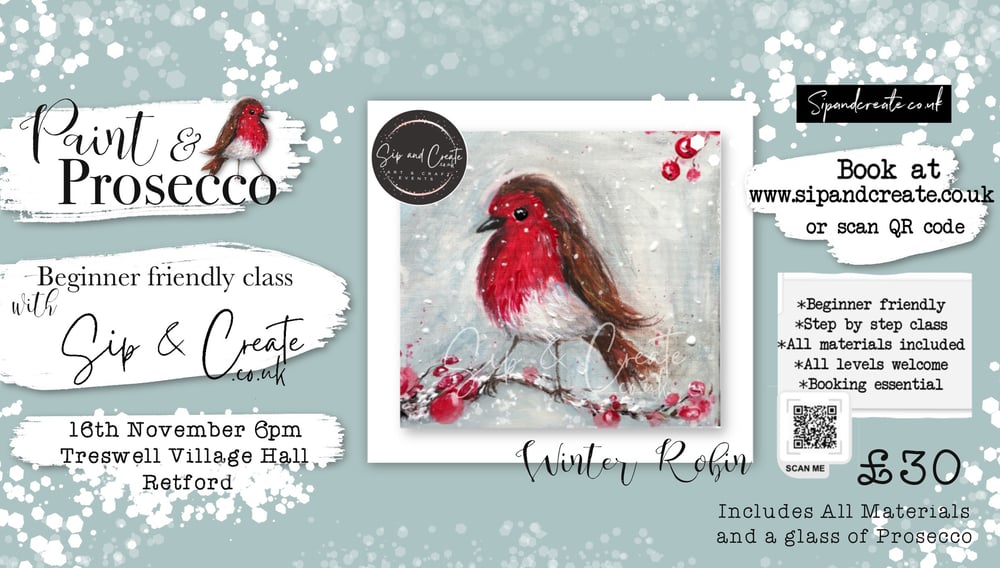 Image of Winter Robin - Paint and Prosecco