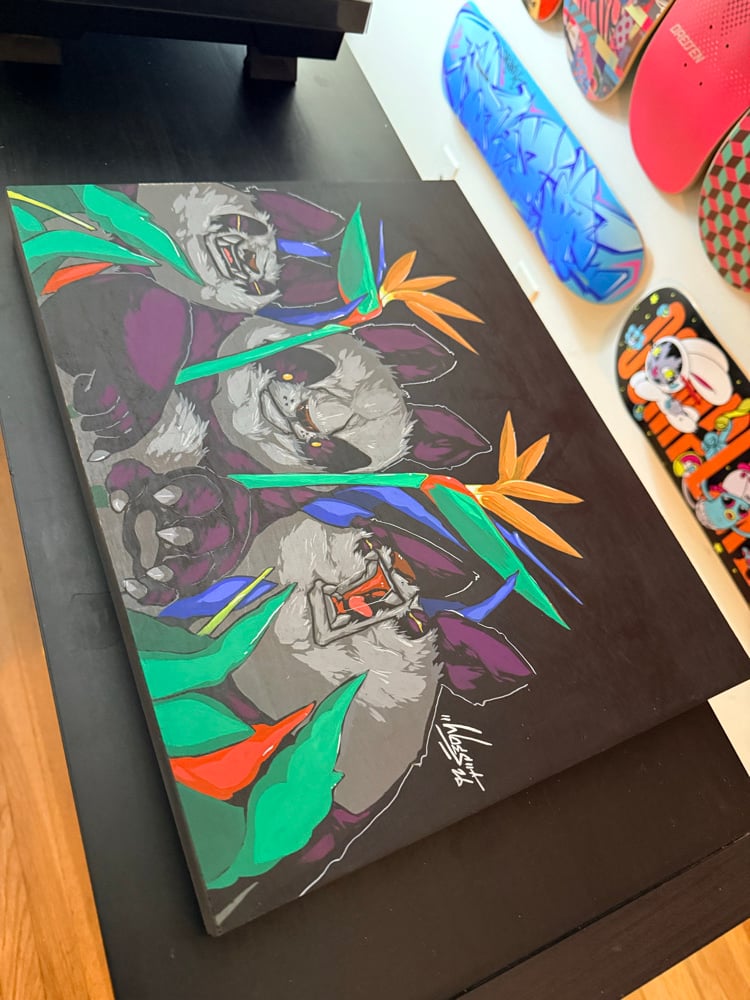 Image of Giants in Paradise 14”x17” Wood Panel original