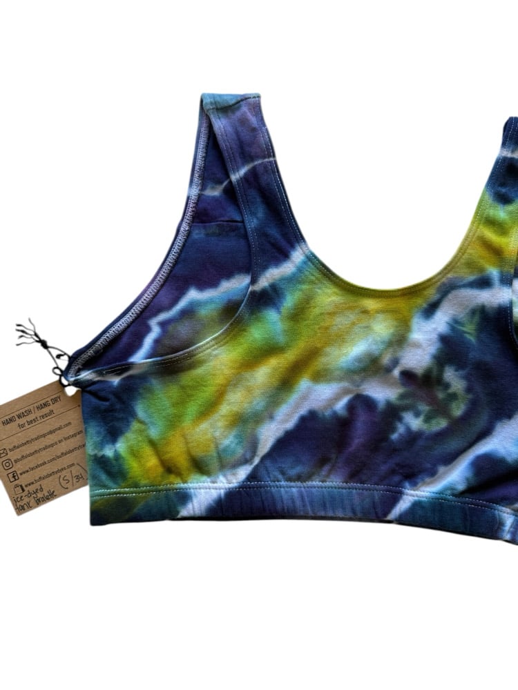 S (34) Cotton-Blend Tank Bralette in Sublime Geode Ice Dye