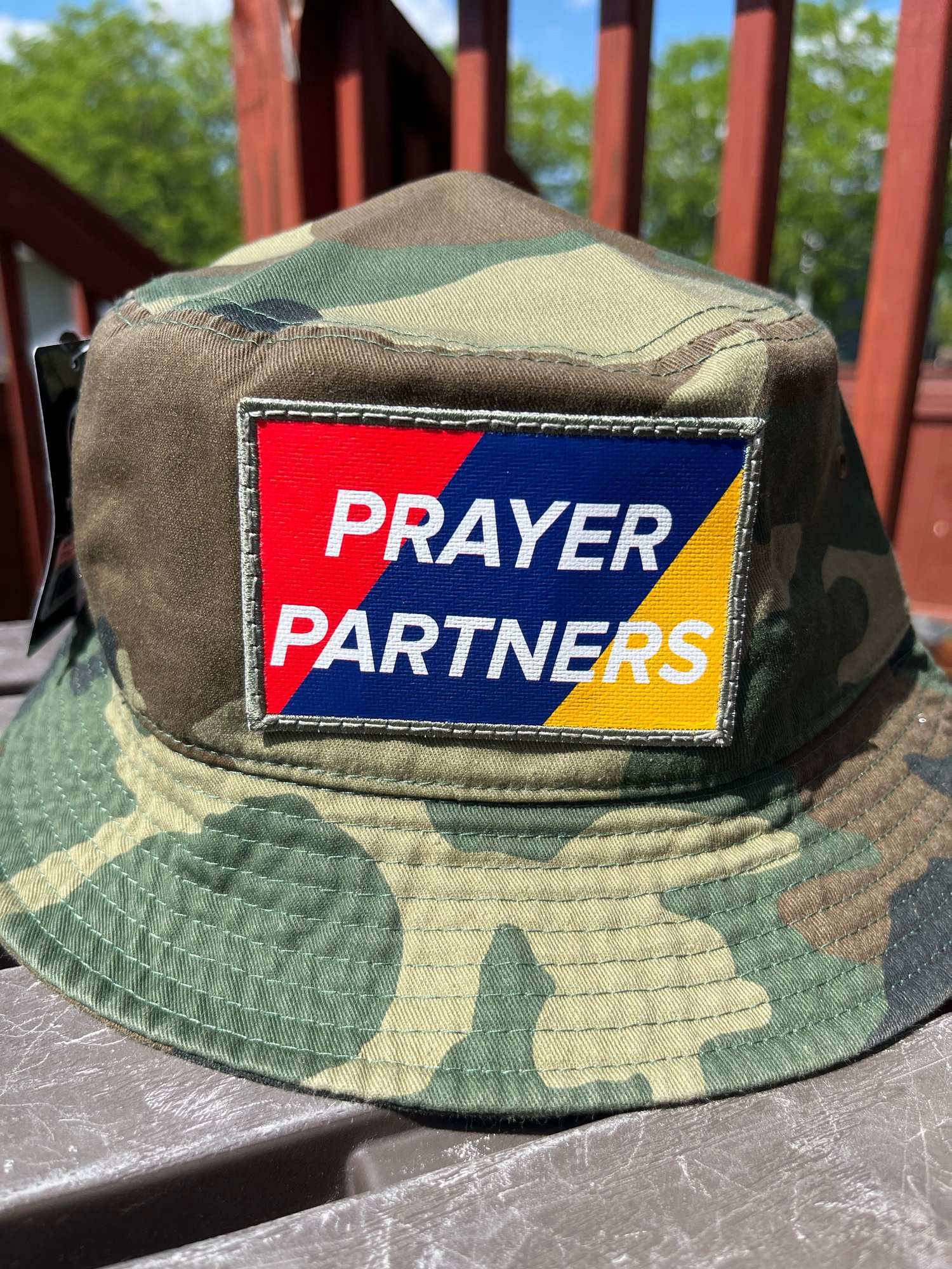 Image of Prayer Partners Fisherman Bucket Hat - Woodland Camo