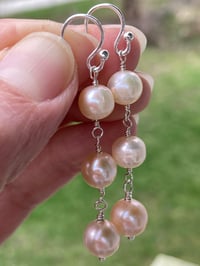 Image 5 of Freshwater Pearl Earrings, Pearl Drop Earrings, Pearl Dangle Earrings, Pearl Tassel Earrings