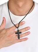 Image 1 of “Salvation” Black Cross Pendant & Chain 
