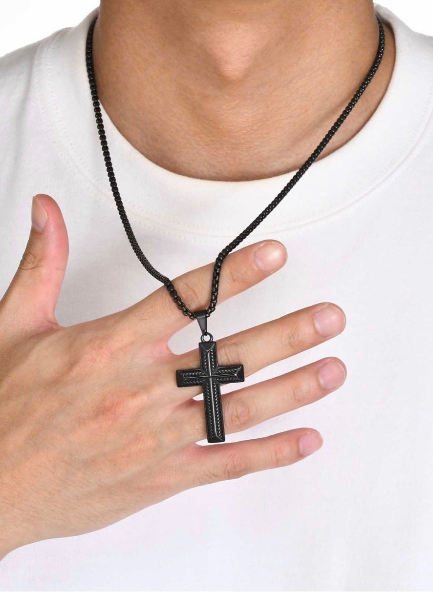 Image of “Salvation” Black Cross Pendant & Chain 