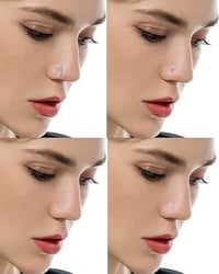 Image 2 of 16Pcs Nose Stud Rings Screw Shaped Nose Ring Flower Snake Butterfly Heart Eye CZ Dangle Nose Rings S
