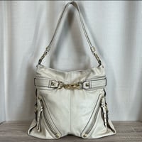 Image 1 of B. MAKOWSKY off white beige genuine leather shoulder handbag