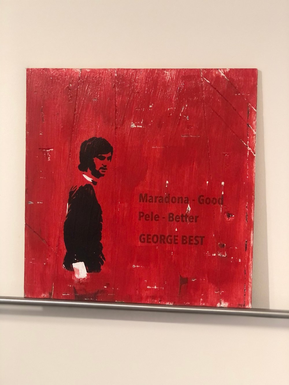 George Best Genius hand painted on wood