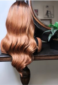 Image 3 of ZOEY | 26” DEEP T PART GOLDEN BROWN LACE FRONT WIG 