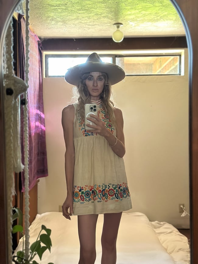 late 60s cotton muslin embroidered mini dress