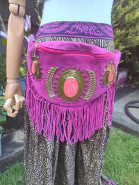 Image 8 of Dolly Bum bag suede fringe tassels HOT PINK and Moroccan Stone
