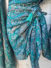 Image 7 of Pefkos co ord sarong set Turquoise tassels 