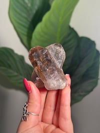 Image 1 of SELF STANDING NATURAL TWIN RUTILE SMOKEY QUARTZ POINT -BRAZIL- H
