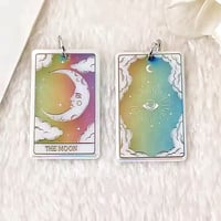 Image 2 of Rainbow Metallic 'The Moon' Tarot Card Earrings