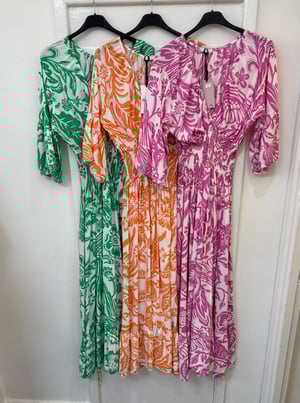 Image of FLORAL SHIRRED WAIST MAXI DRESS
