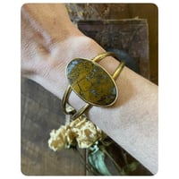 Image 1 of Earthy Golden Agate Cuff in Solid Brass