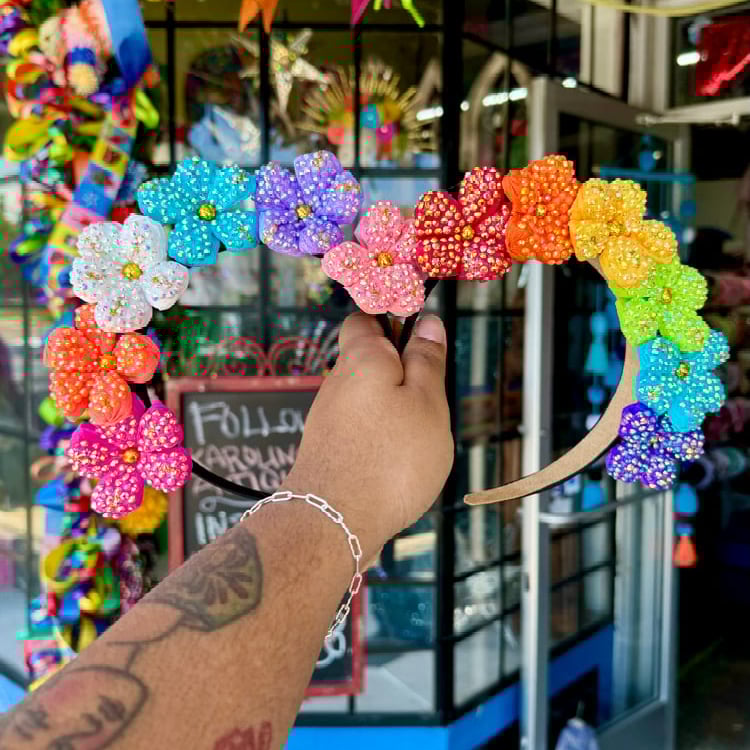 Image of Hand Stoned Flower Halo Headand