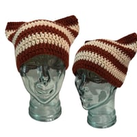 Rust and Off White Car Ear Beanie