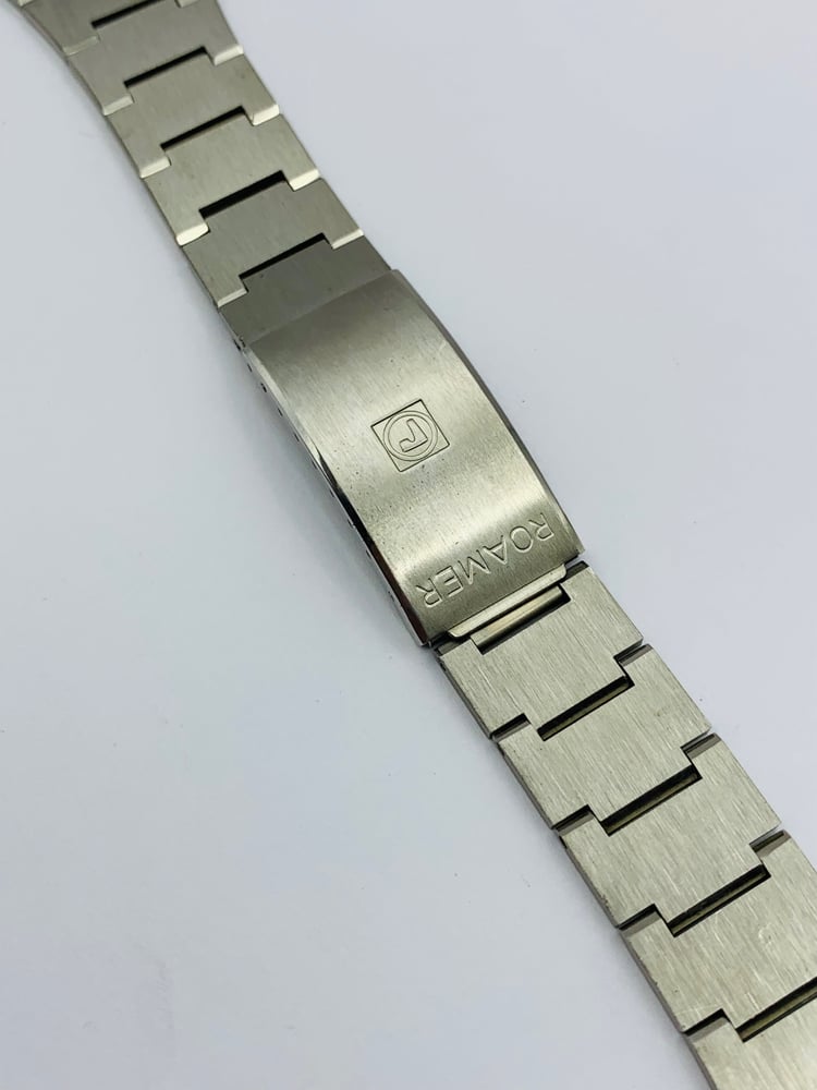 Image of vintage roamer gents stainless steel watch strap,band,bracelet n.o.s,new,1970's.(RMR-01)
