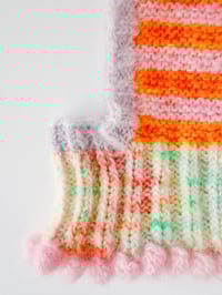 Image 6 of Sofie and Iris Striped Orange, Light Pink, Light Lavender and Pastel Multi Color Mohair Balaclava