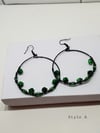 Midnight Emerald Hoop Earrings (A)&(B)