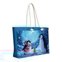 Image 3 of Oversized weekender bag (Christmas Penguin's) with blue