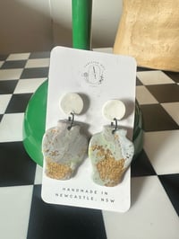 Image 1 of MARBLE GOLD LEAF VASE STUDS | POLYMER CLAY EARRINGS