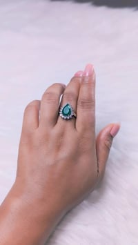 Image 1 of ADR4505_ Green Stone American Diamond Adjustable Ring