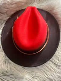 Image 2 of Red & Black Fedora Hat