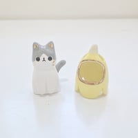 Image 3 of Gray and white Banana cat ceramic figurine 