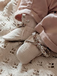 Image 2 of Liberty Posy Double Gauze cotton baby booties 