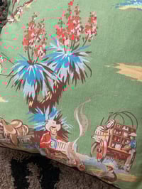 Image 2 of Western green cowboy cushion cover with black piping