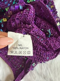 Image 4 of Vintage Y2K purple iridescent sequin crochet cami top