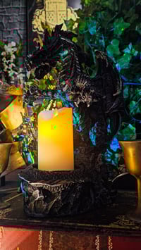 Image 4 of 👑The Armored Kingdom Dragonfire Wrath Candle Holder with USB Candle🐉🕯