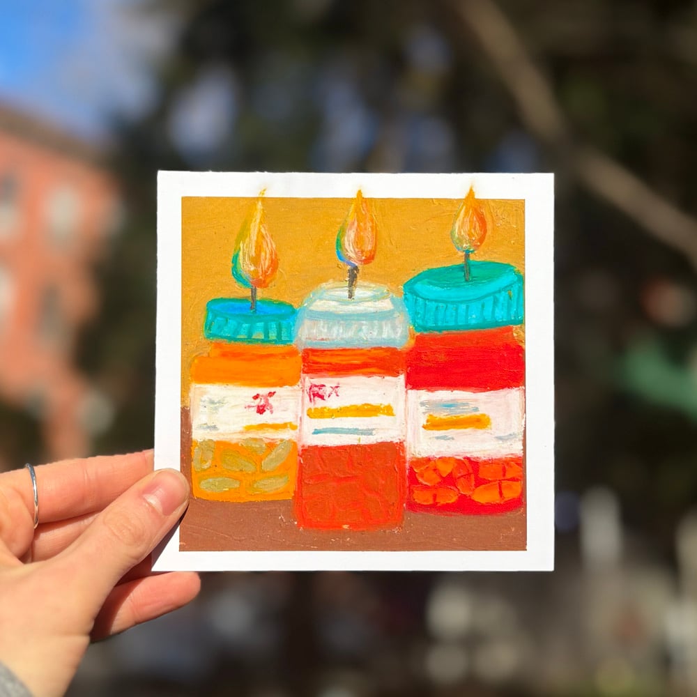 Image of liar liar, pills on fire 5x5 mini art print