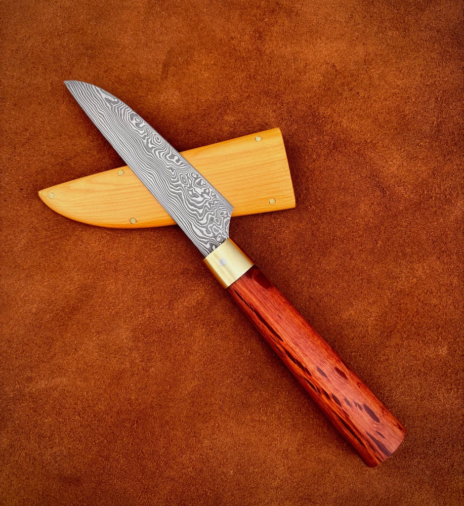 Image of Stainless damasteel utility knife -she oak