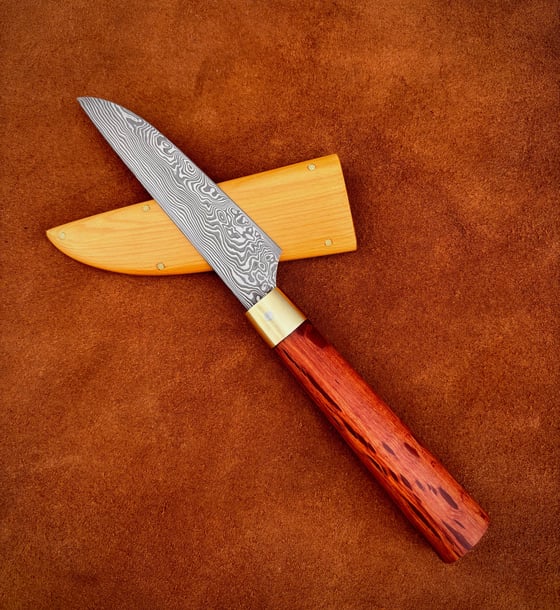 Image of Stainless damasteel utility knife -she oak